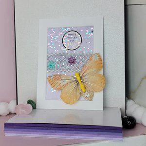 Colorful butterfly Handmade card Art wall Home Decor purple yellow gift